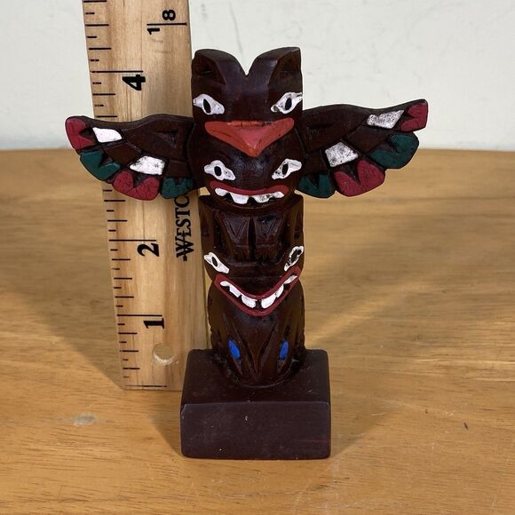 Totem Pole Alaskan Craft 4.5" Tall Figurine Vintage Resin Made in USA - Picture 8 of 8